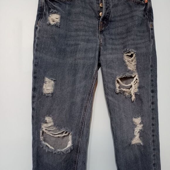 Old Navy Button Fly Distressed High Rise Slouchy Straight Leg Jeans Size 2 NWOT - Picture 7 of 12